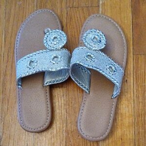 Silver Hotcakes Embellished little girls  size 2 Sandals in great shape.